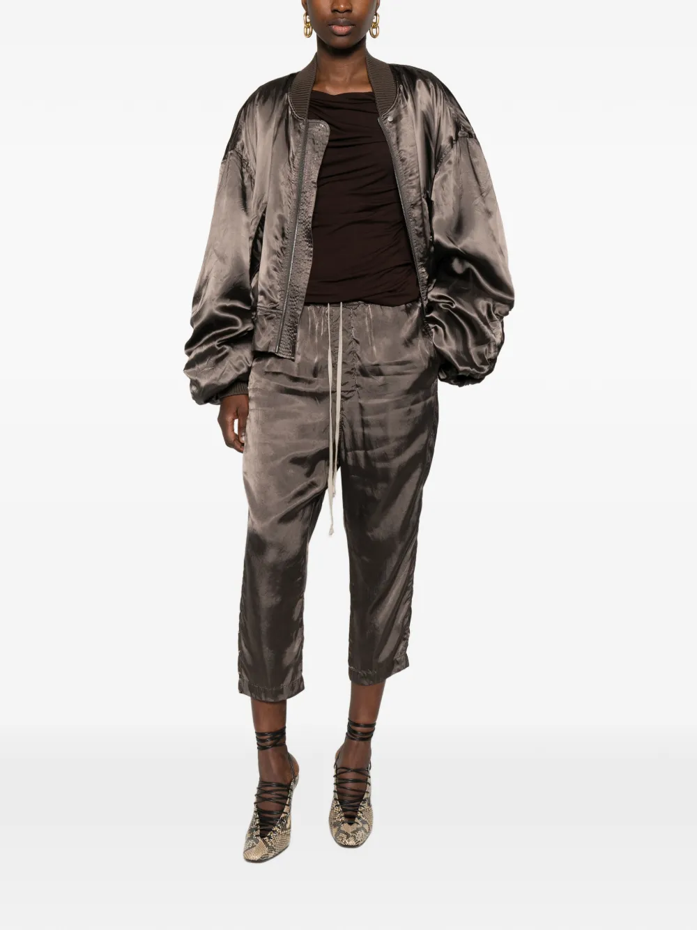  Rick Owens Zip-up Bomber Jacket - Brown 