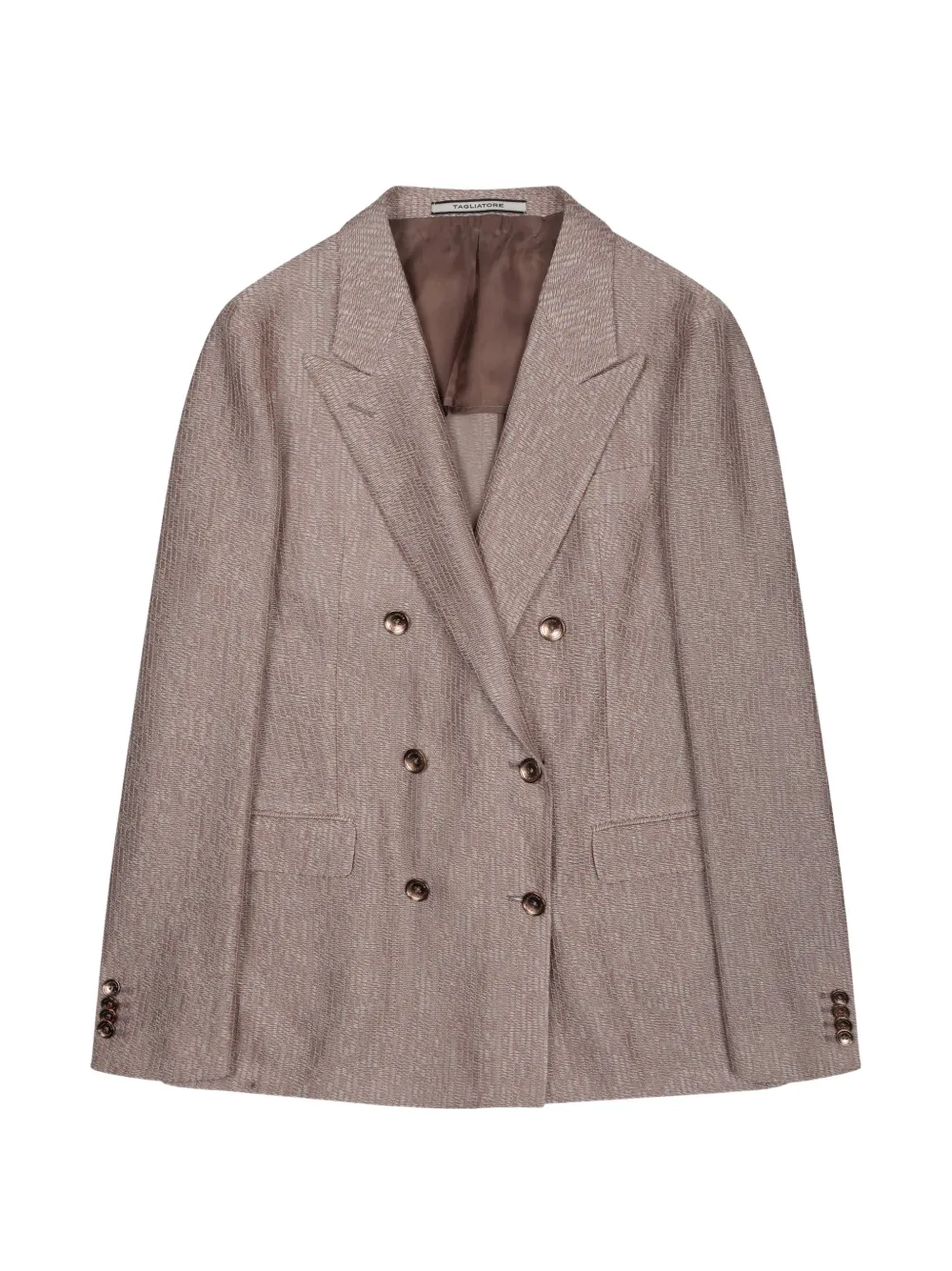 Tagliatore double-breasted textured blazer - Nude