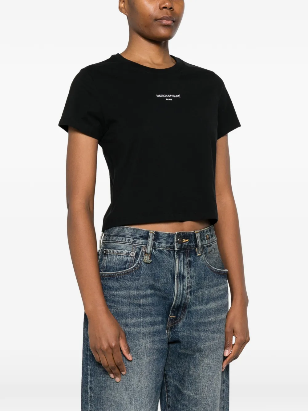 Maison Kitsuné T-shirt met logo Zwart