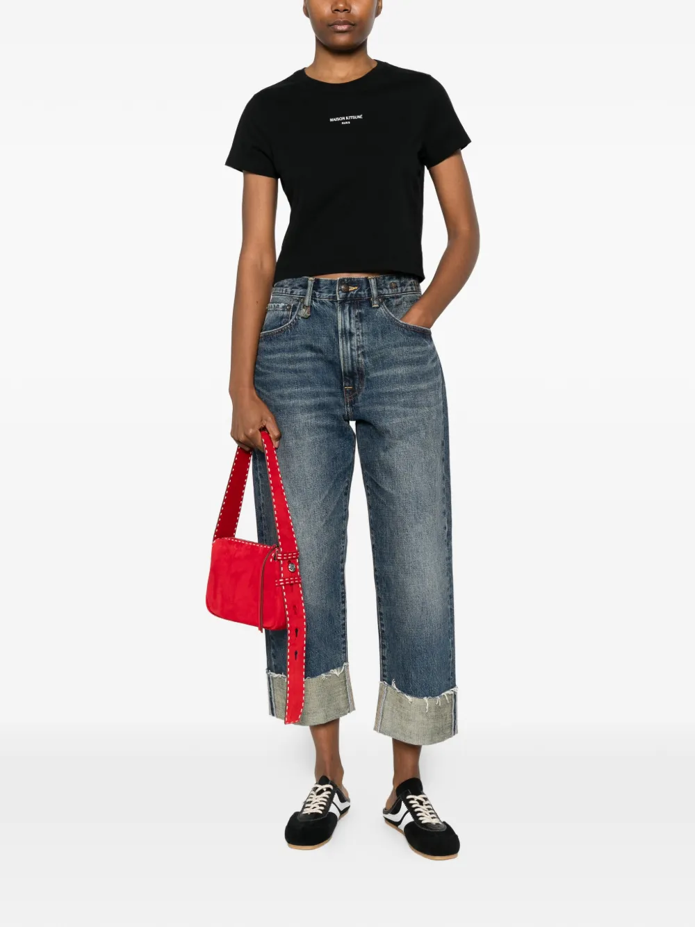 Maison Kitsuné T-shirt met logo Zwart
