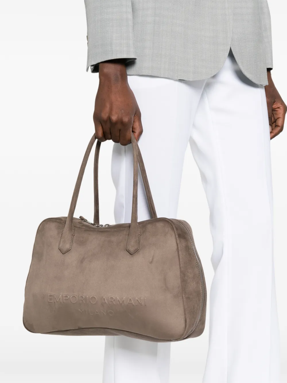 Emporio Armani Shopper met logo-reliëf Bruin