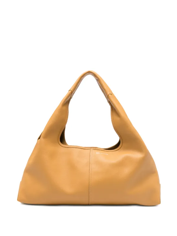 Ami Paris Supple Leather Etienne Shoulder Bag in Brown