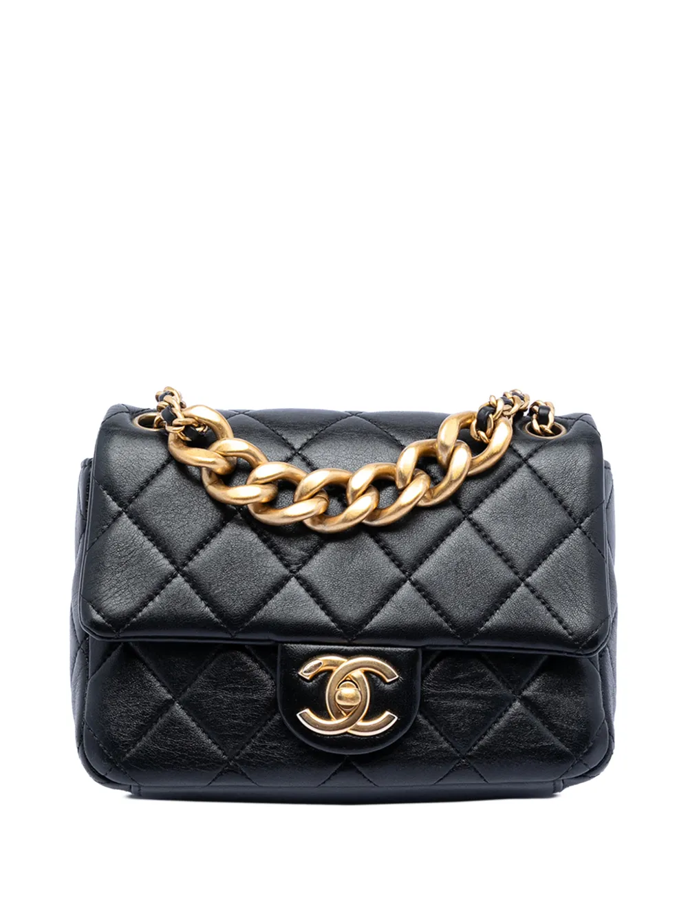 CHANEL Pre-Owned 2021-2025 Mini CC Quilted Calfskin Multi Chain Single Flap crossbody bag - Nero
