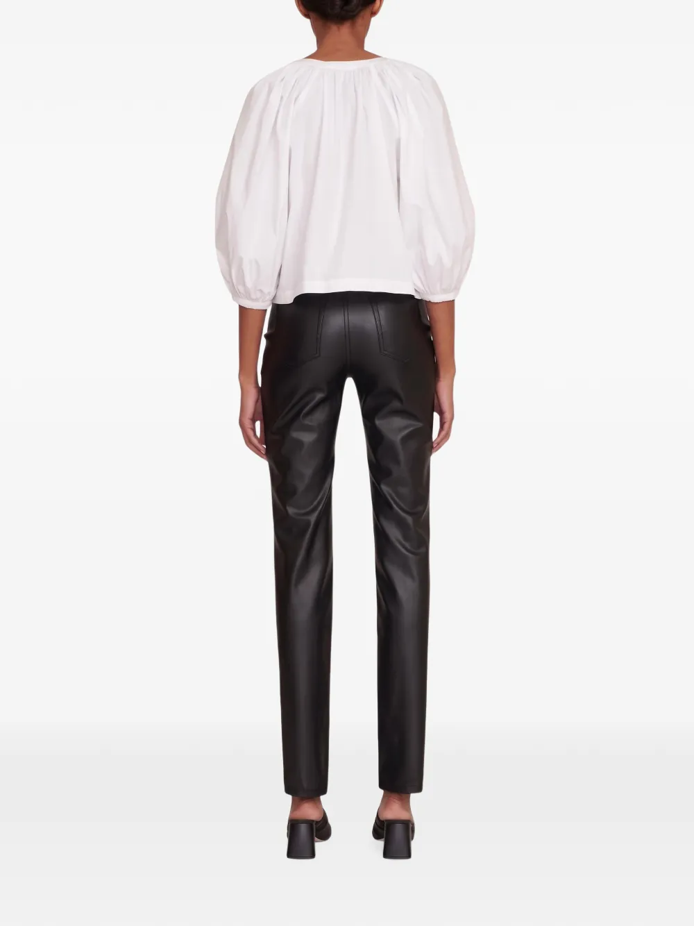 STAUD Dill balloon-sleeve blouse Wit