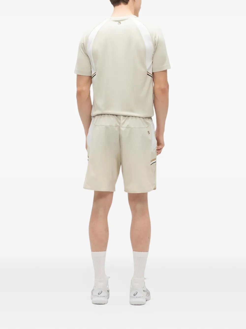 BOSS Sneldrogende shorts van stretchstof Beige