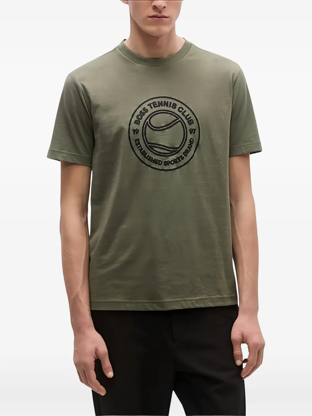 BOSS Katoenen jersey T-shirt met tennis-print Groen