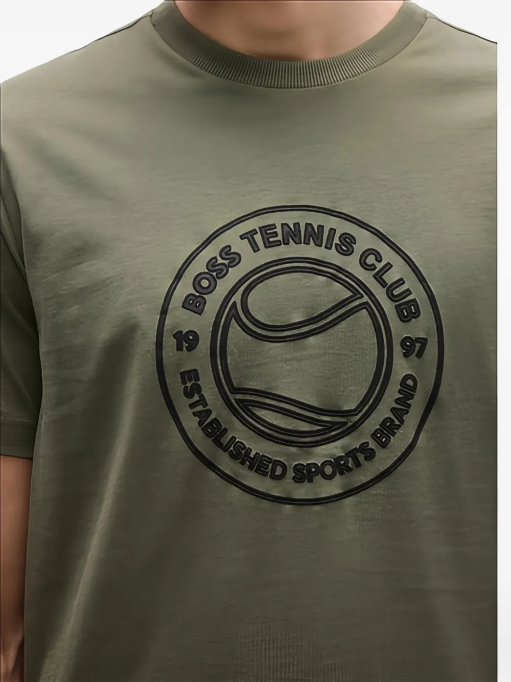 BOSS Katoenen jersey T-shirt met tennis-print Groen