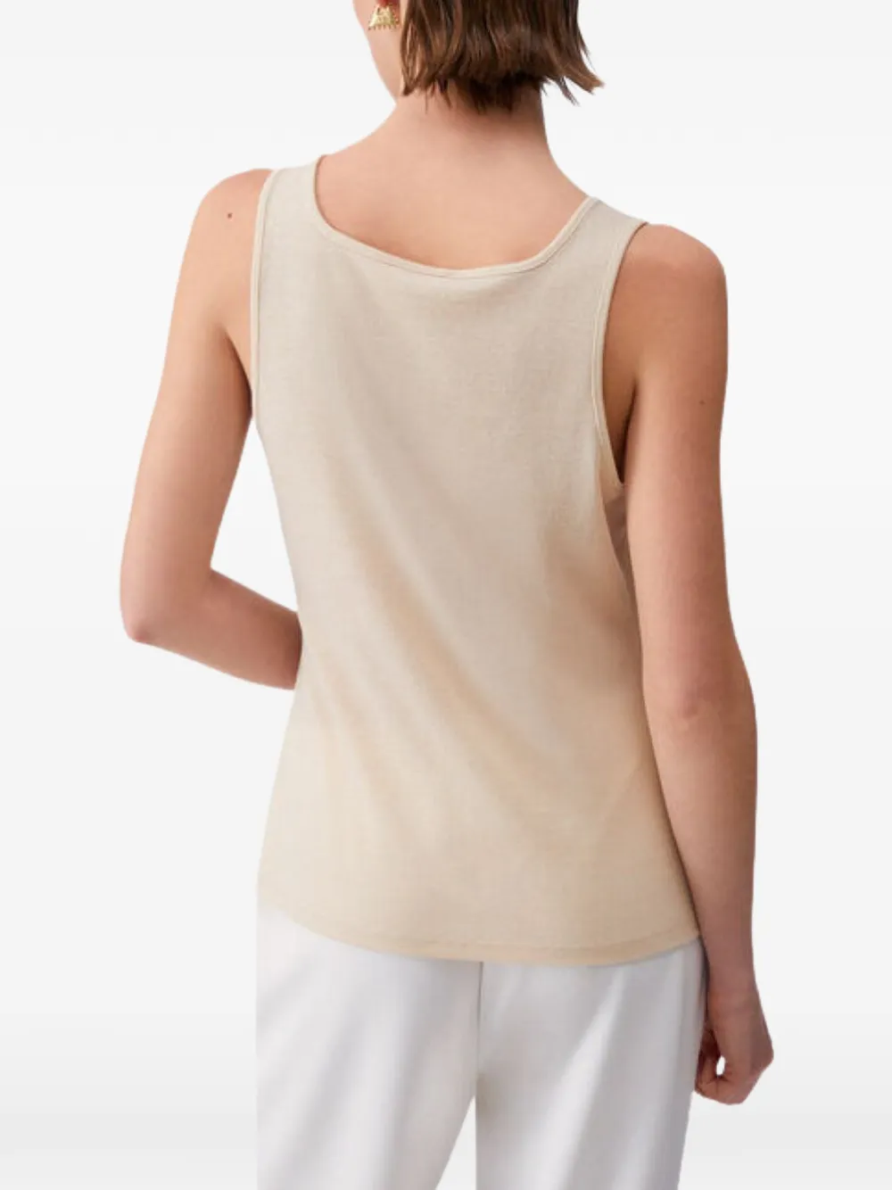 LIU JO tanktop met geborduurd logo en diepe ronde hals Beige