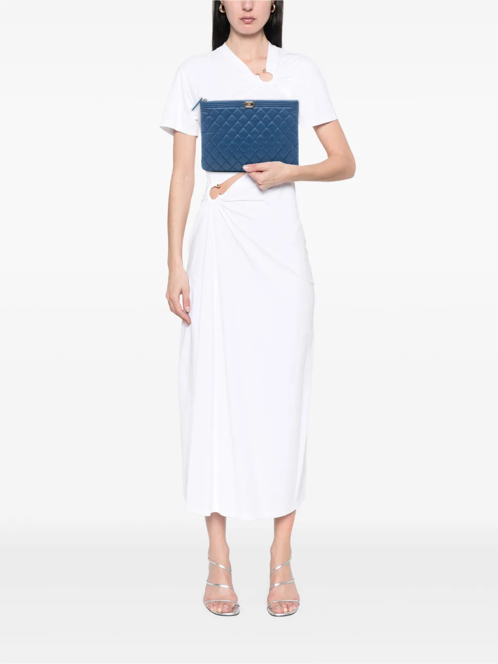  Chanel Pre-owned 2016-2017 Medium Quilted Caviar Boy O Case Clutch Bag - Blue 