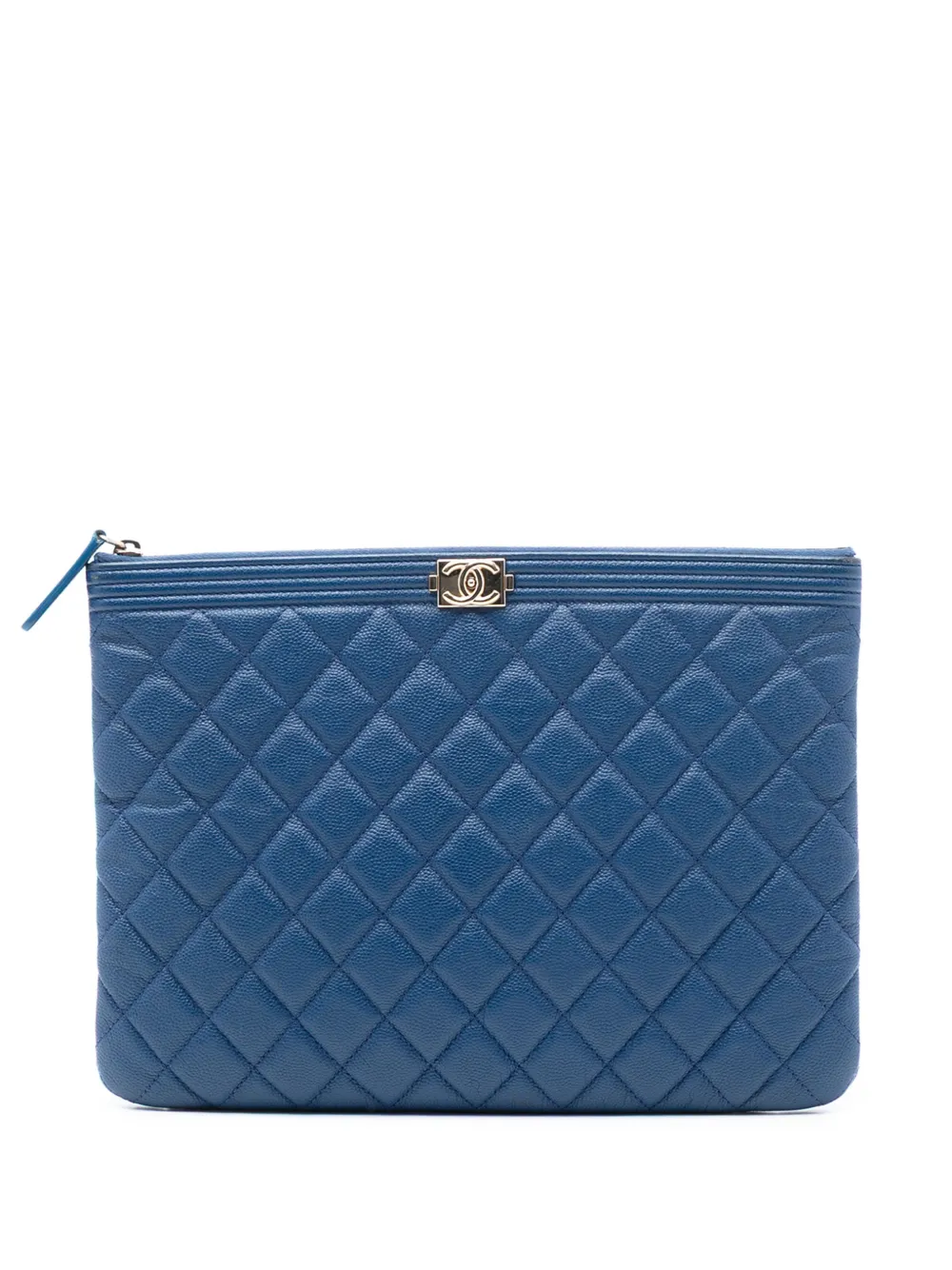 CHANEL Pre-Owned 2016-2017 Medium Quilted Caviar Boy O Case clutch bag - Blu