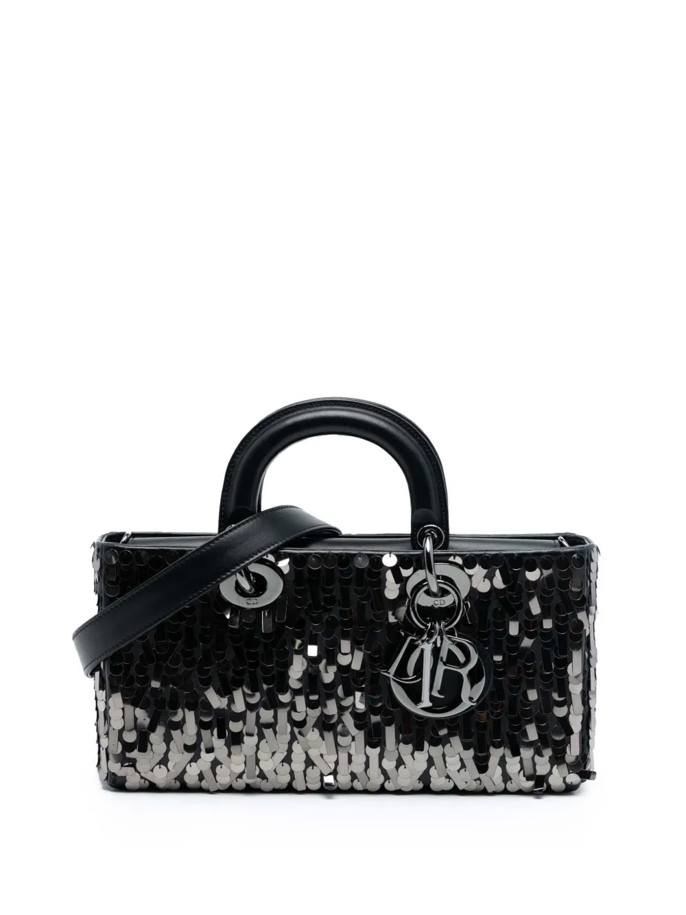 Christian Dior Pre-Owned 2022 Medium Calfskin Sequin Embellished Lady D Joy satchel - Nero