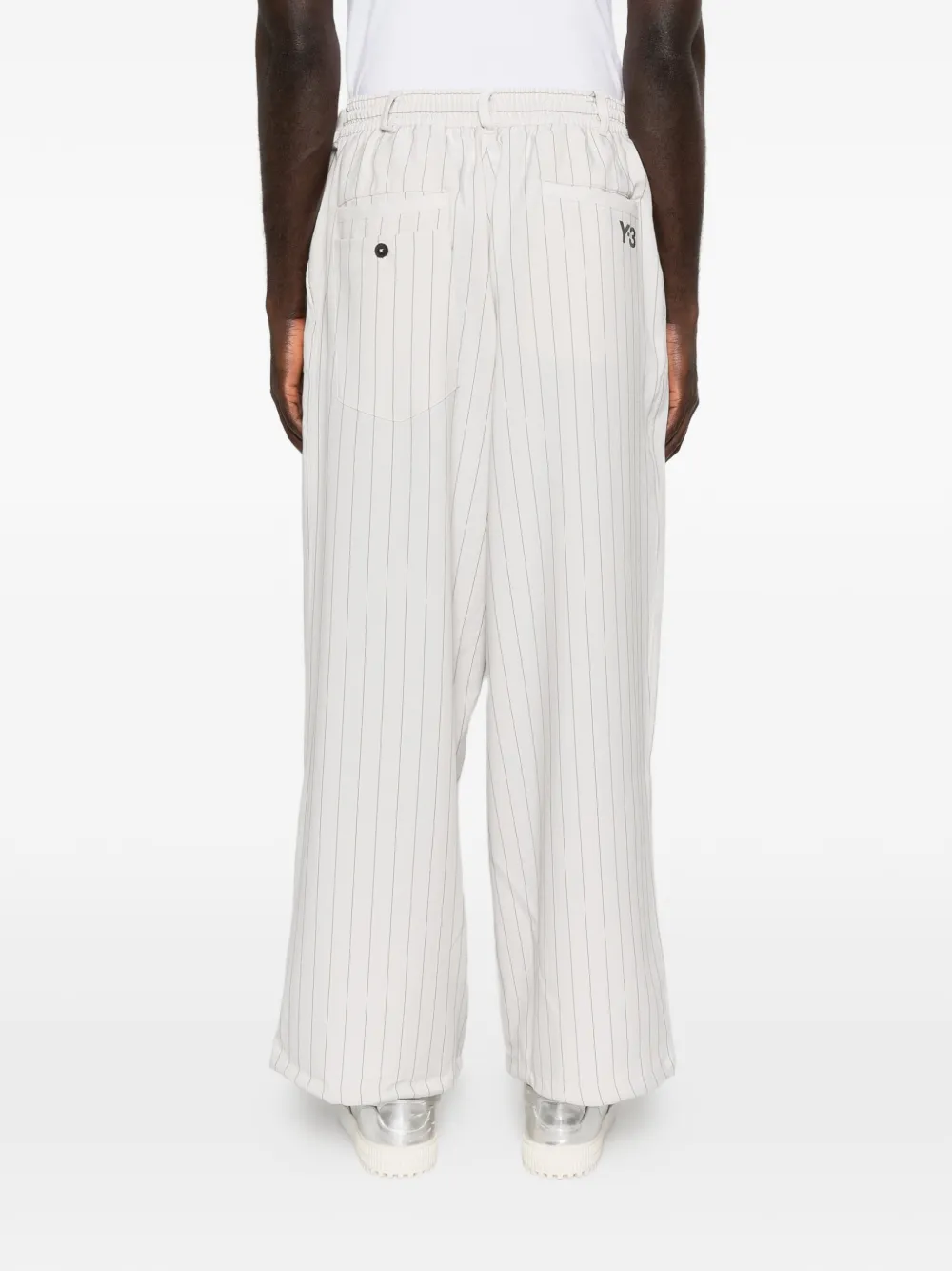 Y-3 Sport Uniform broek met wijde pijpen en krijtstreep Beige