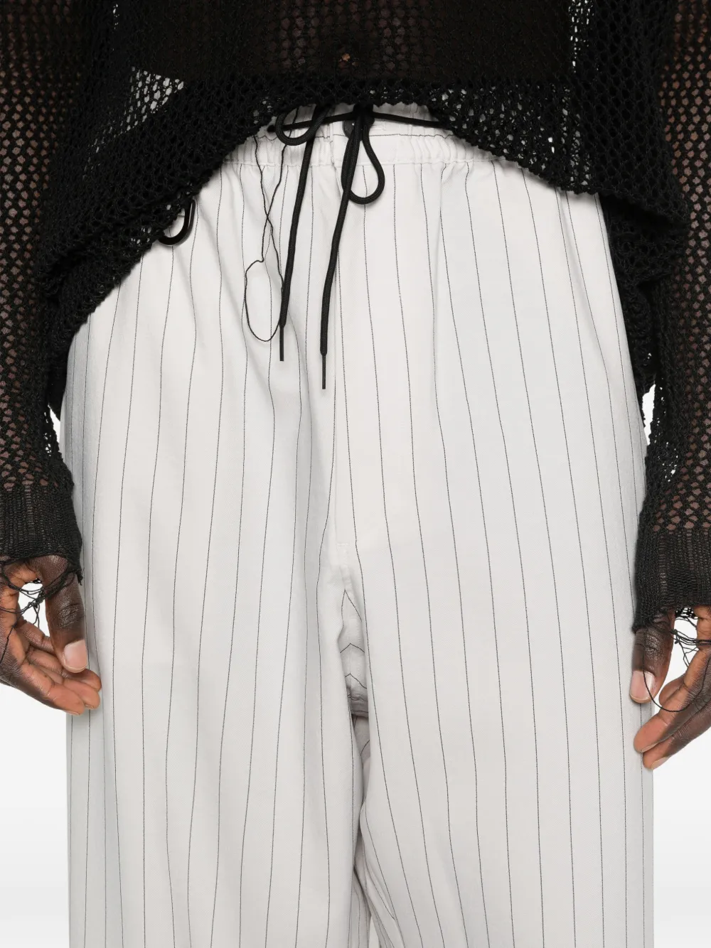 Y-3 Sport Uniform broek met wijde pijpen en krijtstreep Beige