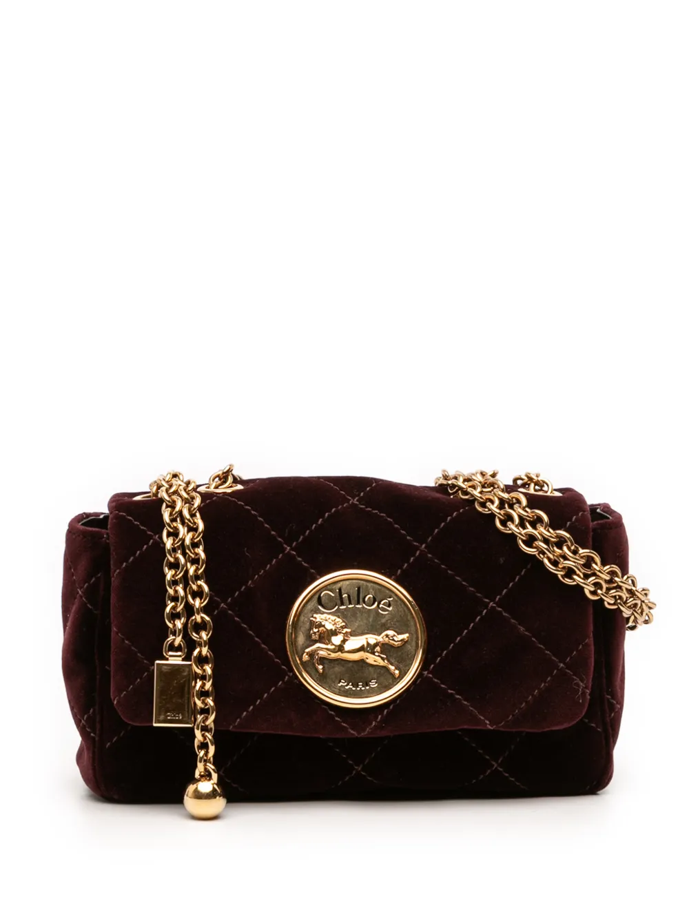 Chloé Pre-Owned 2025 Small Quilted Velvet Heritage shoulder bag - Rosso
