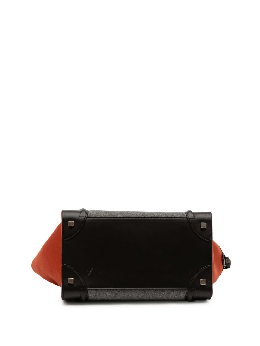 Celine Pre-owned 2014 Mini Tricolor Felt Wool and Calfskin Luggage Tote Bag in Black, view 4
