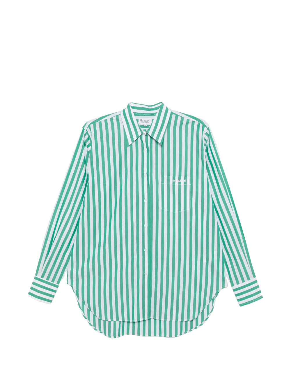 Hunza G stripe embroidered patch shirt - Verde