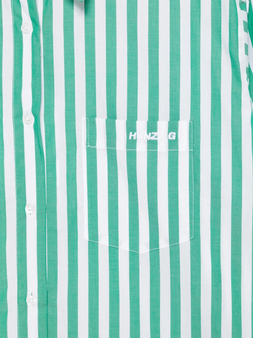  Hunza G Stripe Embroidered Patch Shirt - Green 