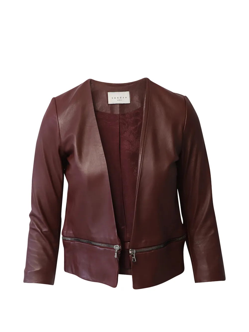 SANDRO zip-trim leather jacket - Rosso