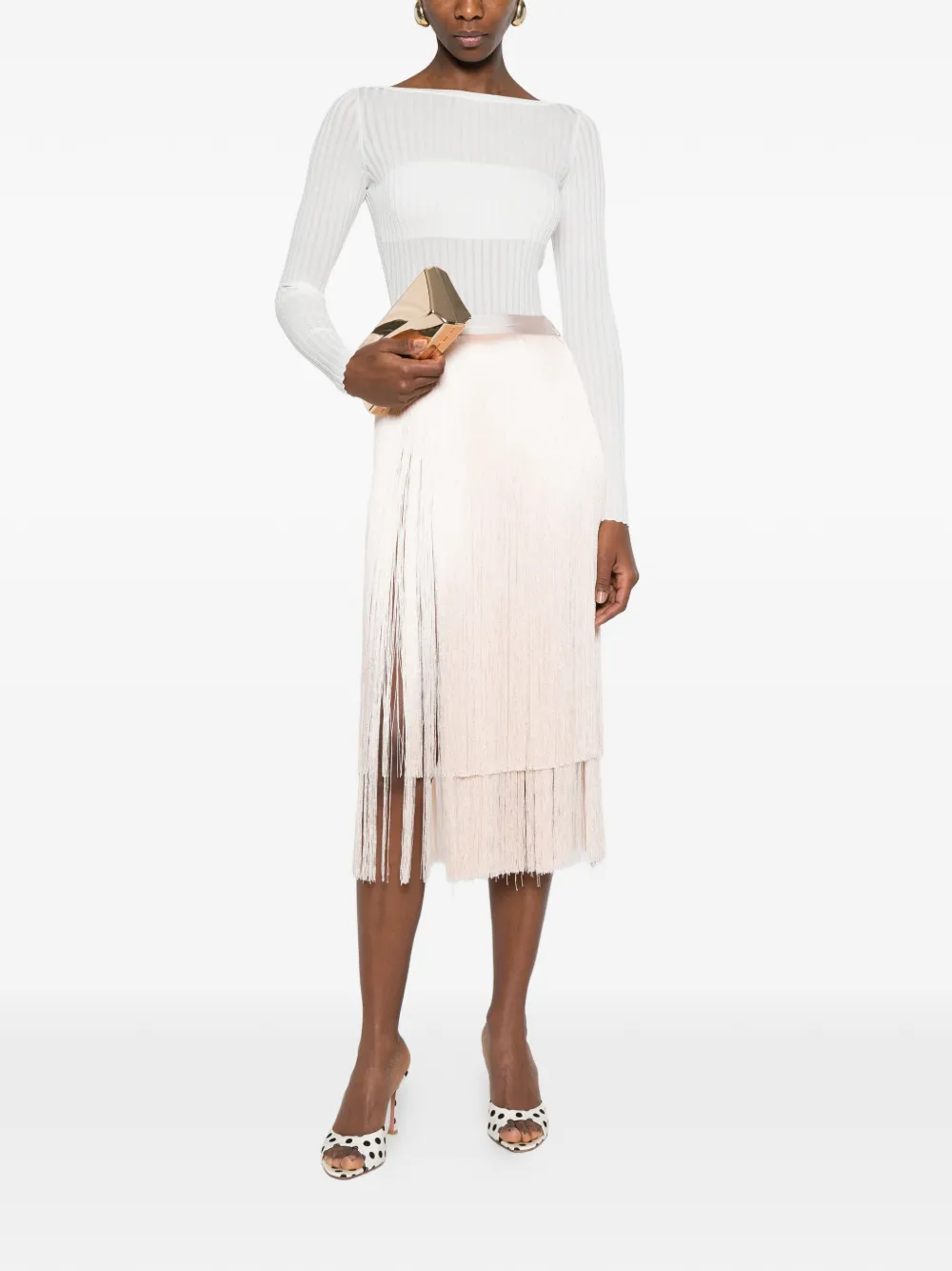 Elisabetta Franchi long-sleeve ribbed bodysuit - Weiß