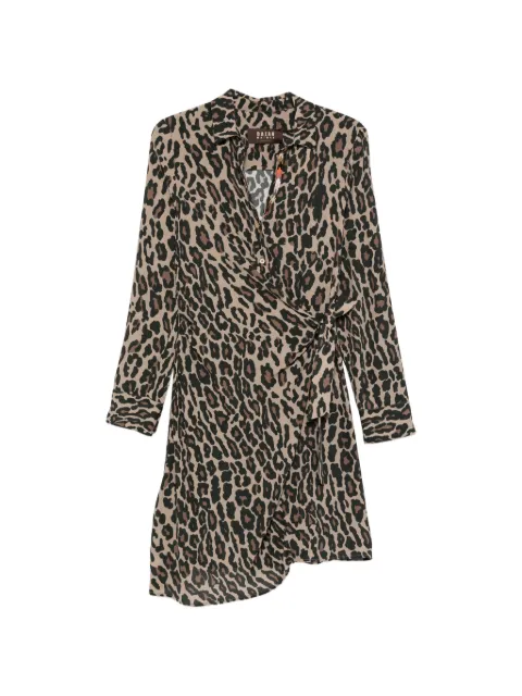 Bazar Deluxe leopard print wrap mini dress
