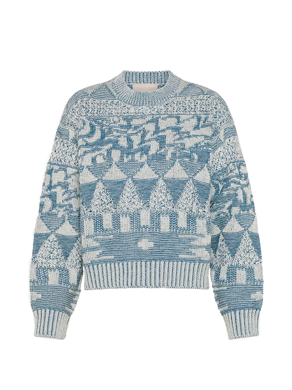 Momoní Flared Sleeve Jacquard Sweater In Blue