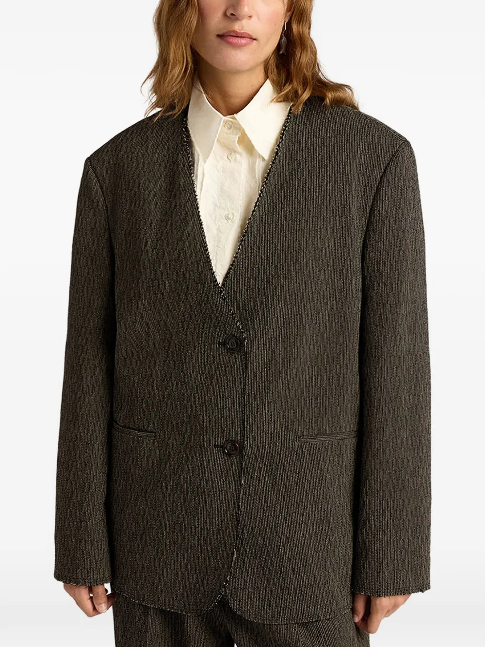  Momoni Mary Micro-pinstripe Jacket - Brown 