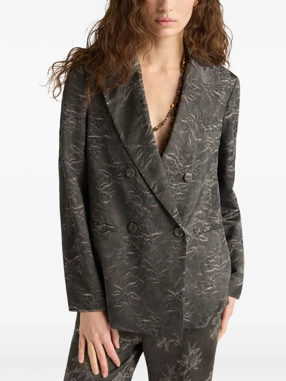  Momoni Jacquard Double-breasted Jacket - Grey 