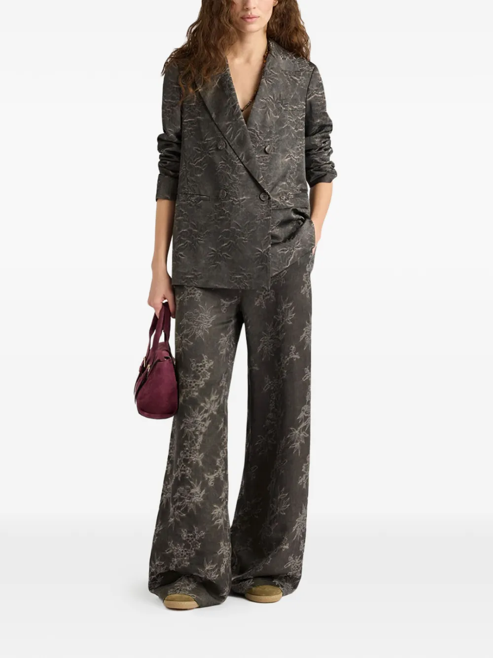  Momoni Jacquard Double-breasted Jacket - Grey 
