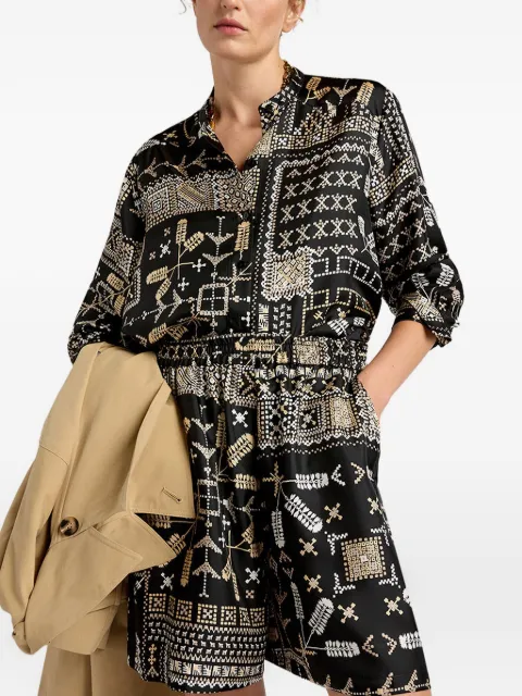 MOMONÌ printed silk twill shorts