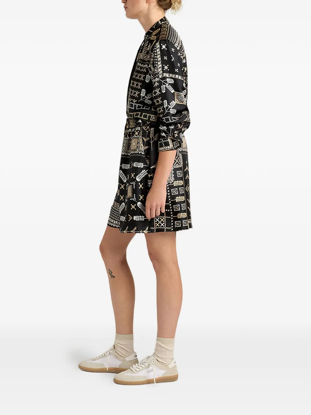 MOMONÌ Tumble shorts met elastische taille en print Zwart
