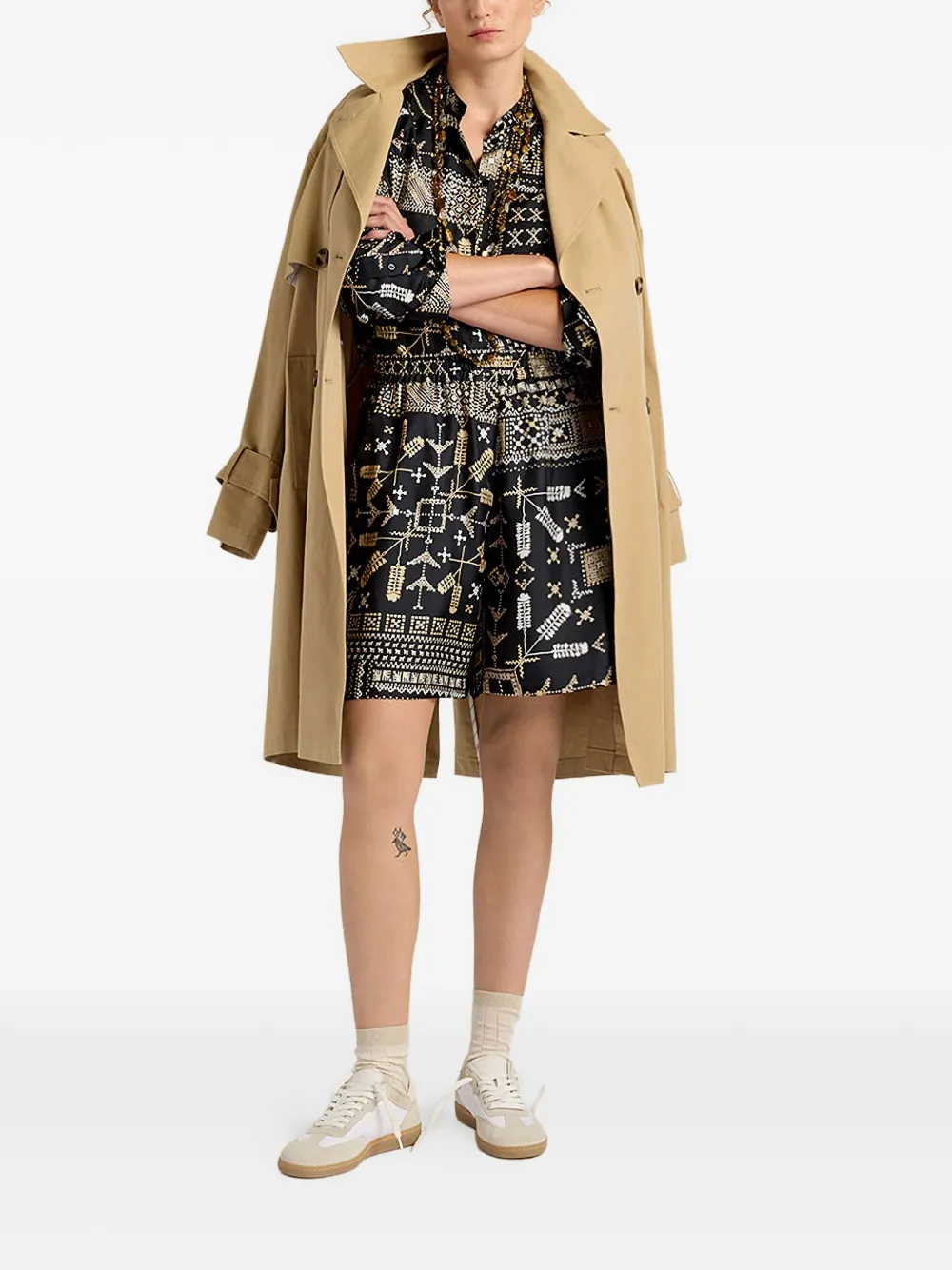  Momoni Printed Silk Twill Shorts - Black 