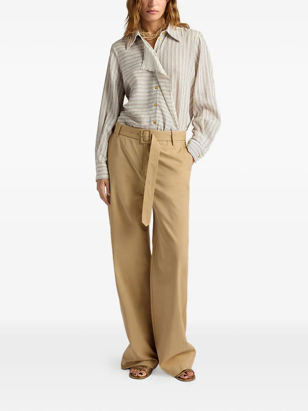  Momoni Belted Straight Leg Trousers - Neutrals 