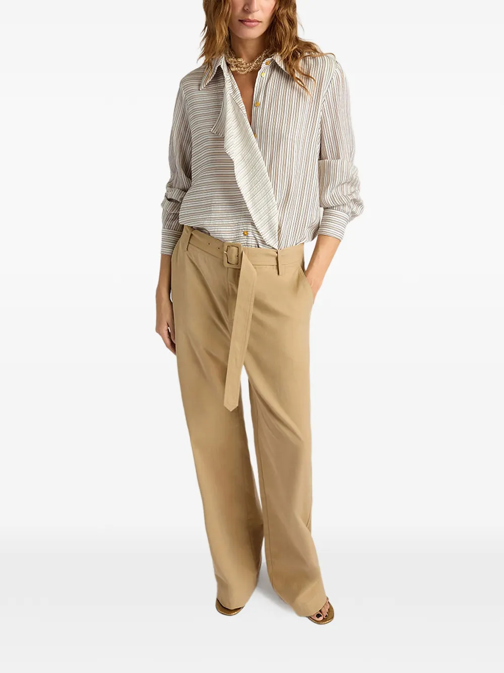  Momoni Belted Straight Leg Trousers - Neutrals 