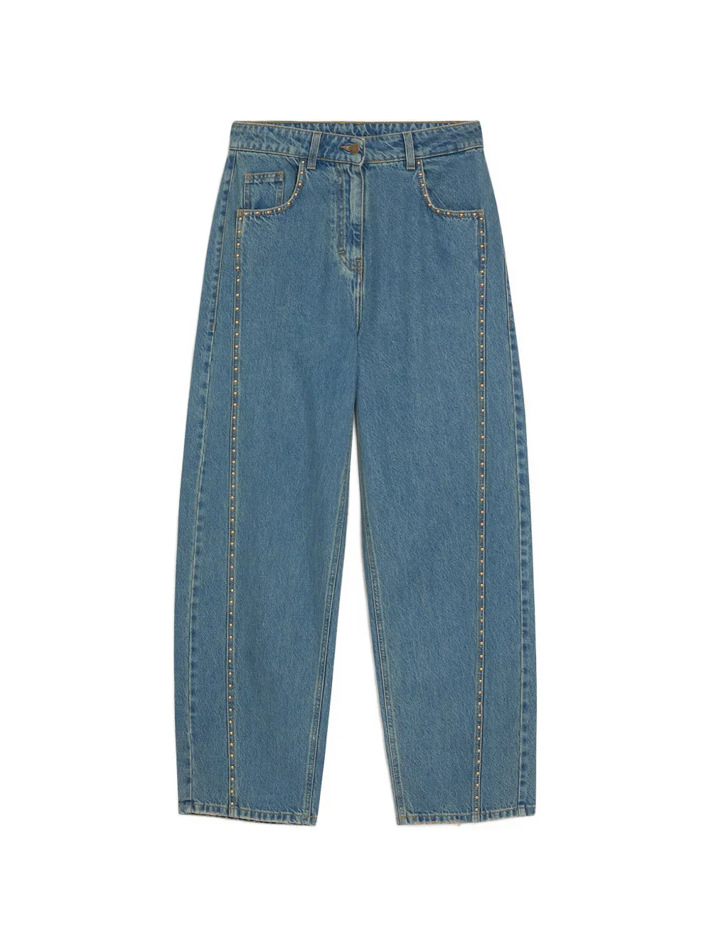 Momoni Thomas Boyfriend-Jeans mit Nieten - Blau