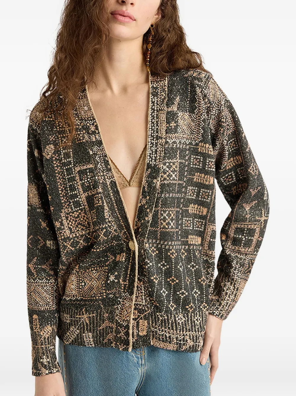 Eduardo Printed-Sequin Cardigan