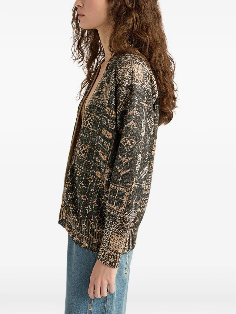 Eduardo Printed-Sequin Cardigan