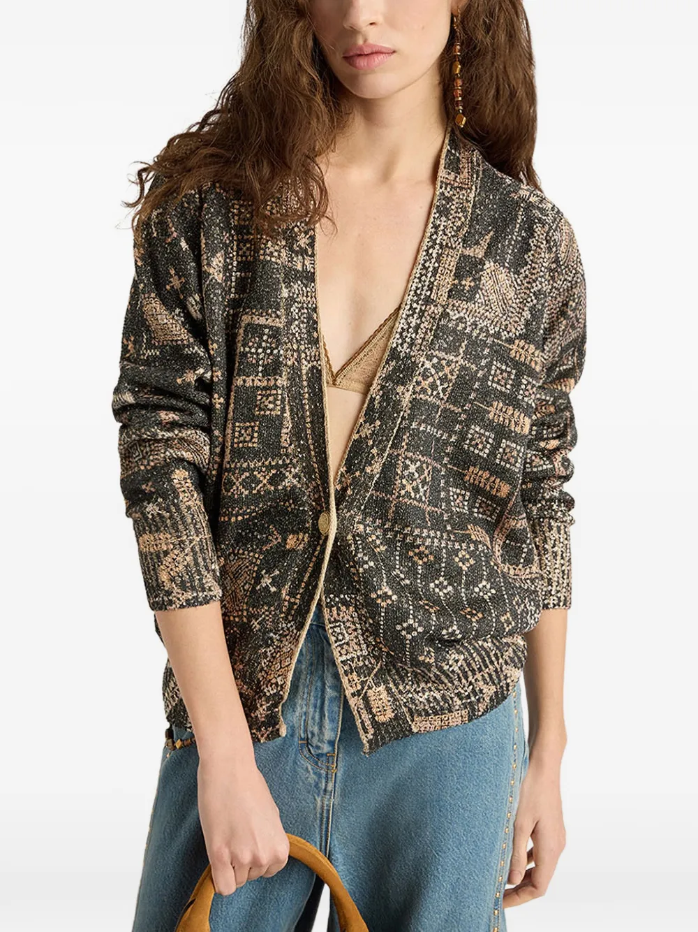 Eduardo Printed-Sequin Cardigan