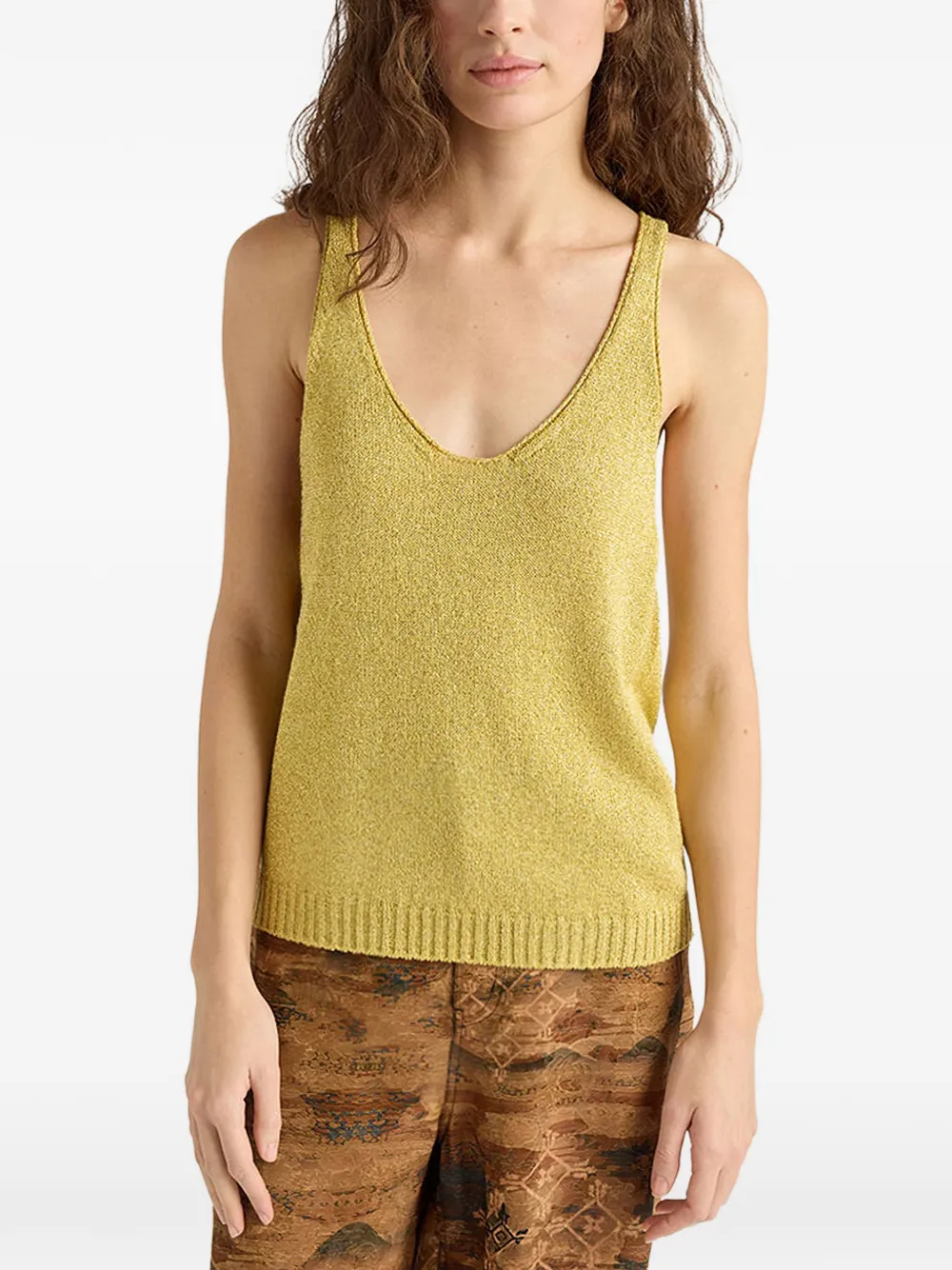 MOMONÌ David ribgebreide tanktop Goud