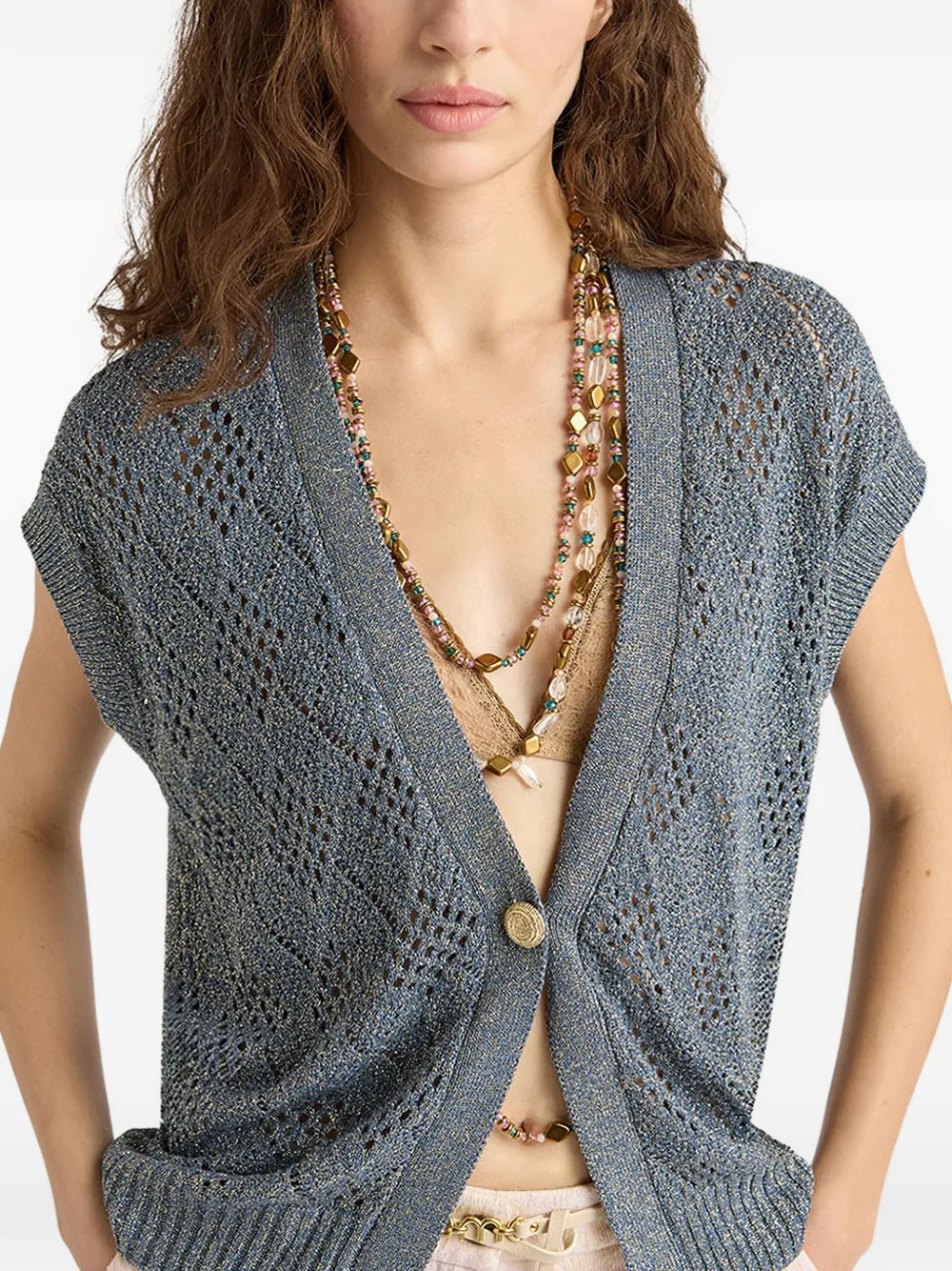  Momoni Pedro Diamond-pattern Vest - Blue 