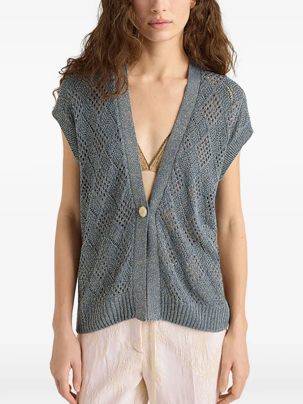 MOMONÌ Pedro spencer met diamantpatroon Blauw