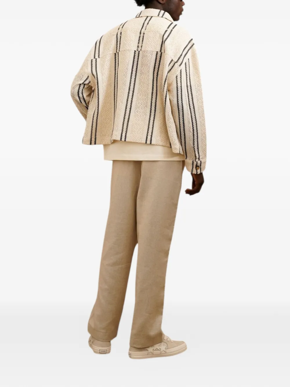  Only The Blind Striped Patch-pocket Jacket - Neutrals 