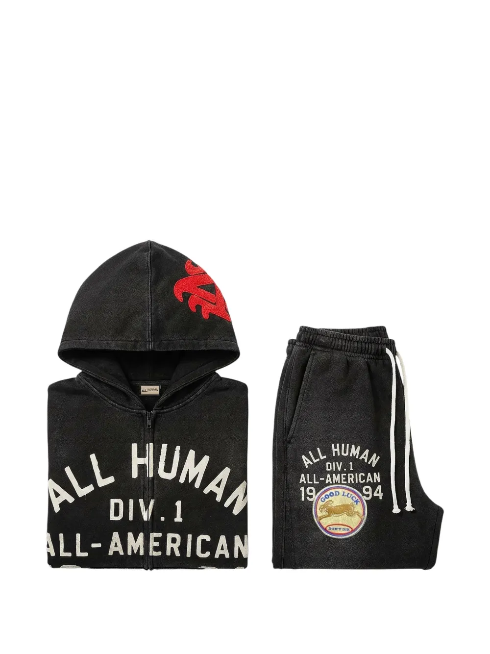 ALL HUMAN patch-appliqué track pants set - Nero