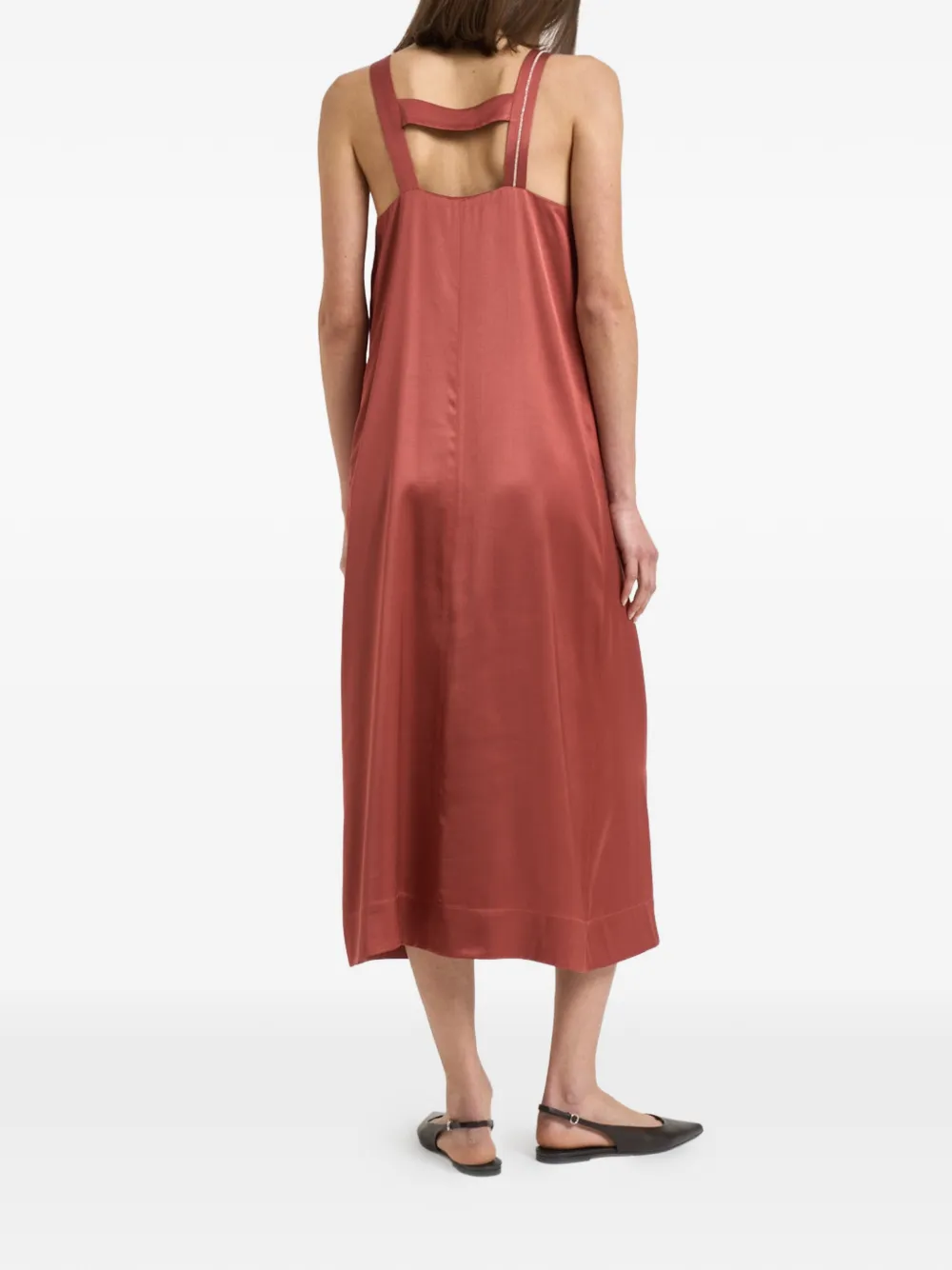 Peserico Midi-jurk met V-hals Bruin