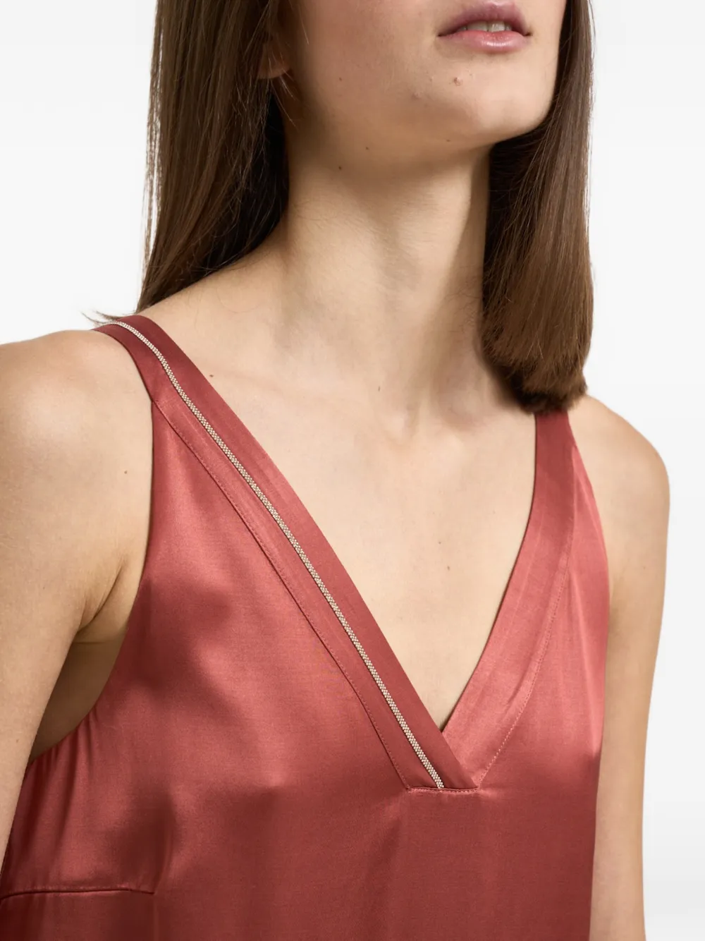Peserico Midi-jurk met V-hals Bruin