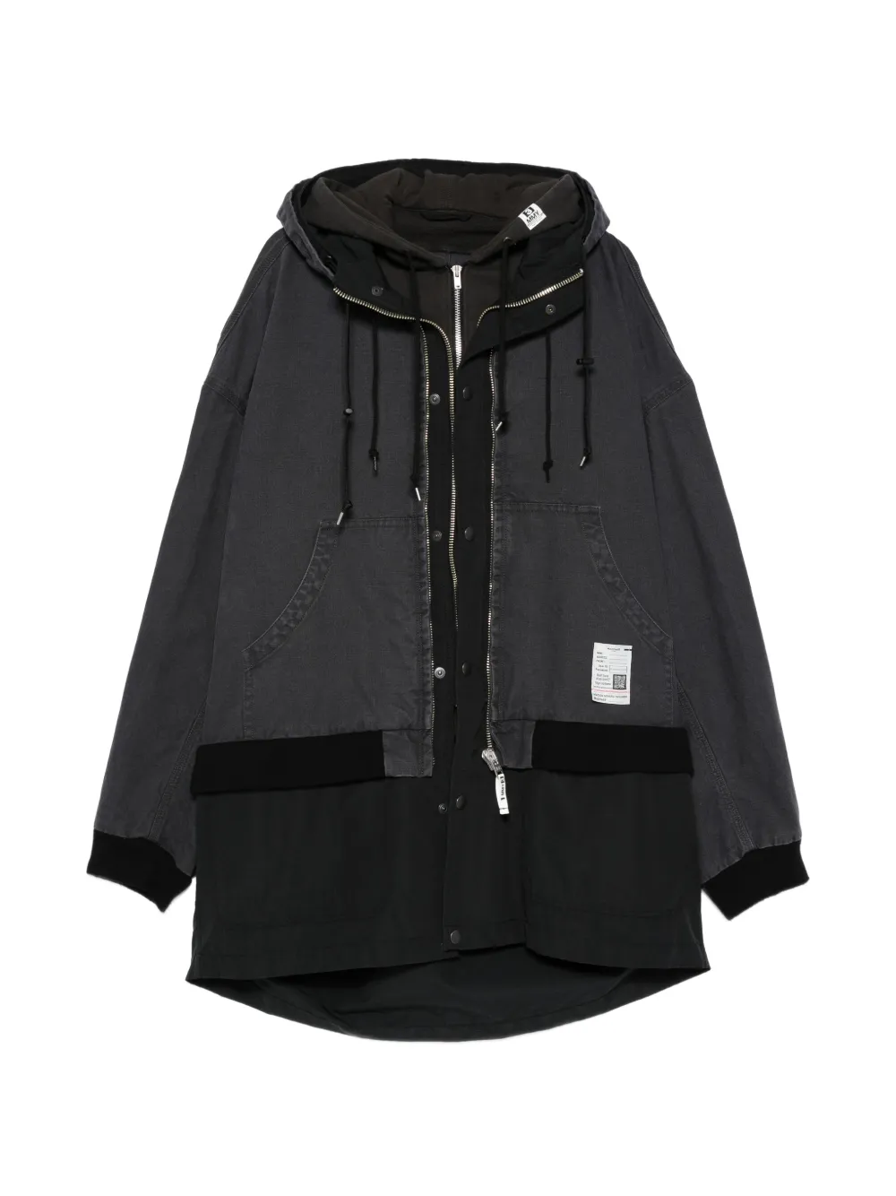 Maison MIHARA YASUHIRO hooded zip coat - Grau