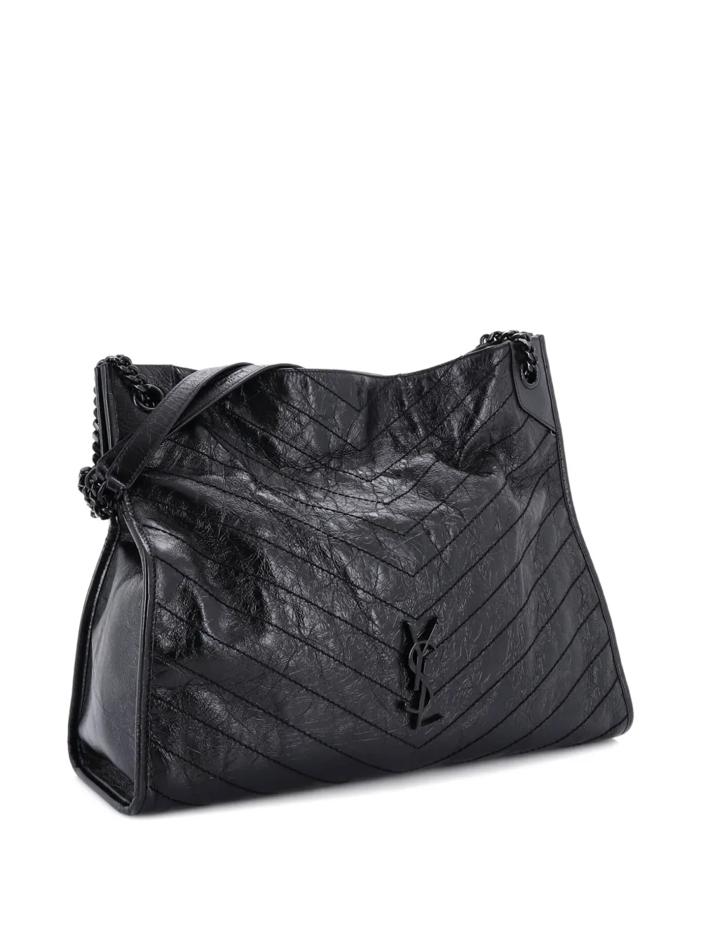 Saint Laurent Pre-Owned Niki Shopping Tote Matelasse Chevron Leather Large shoulder bag - Nero