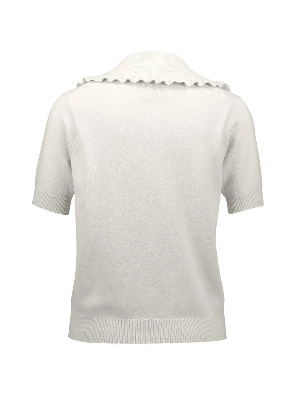  Allude Ruffled-collar Short-sleeve Cardigan - White 