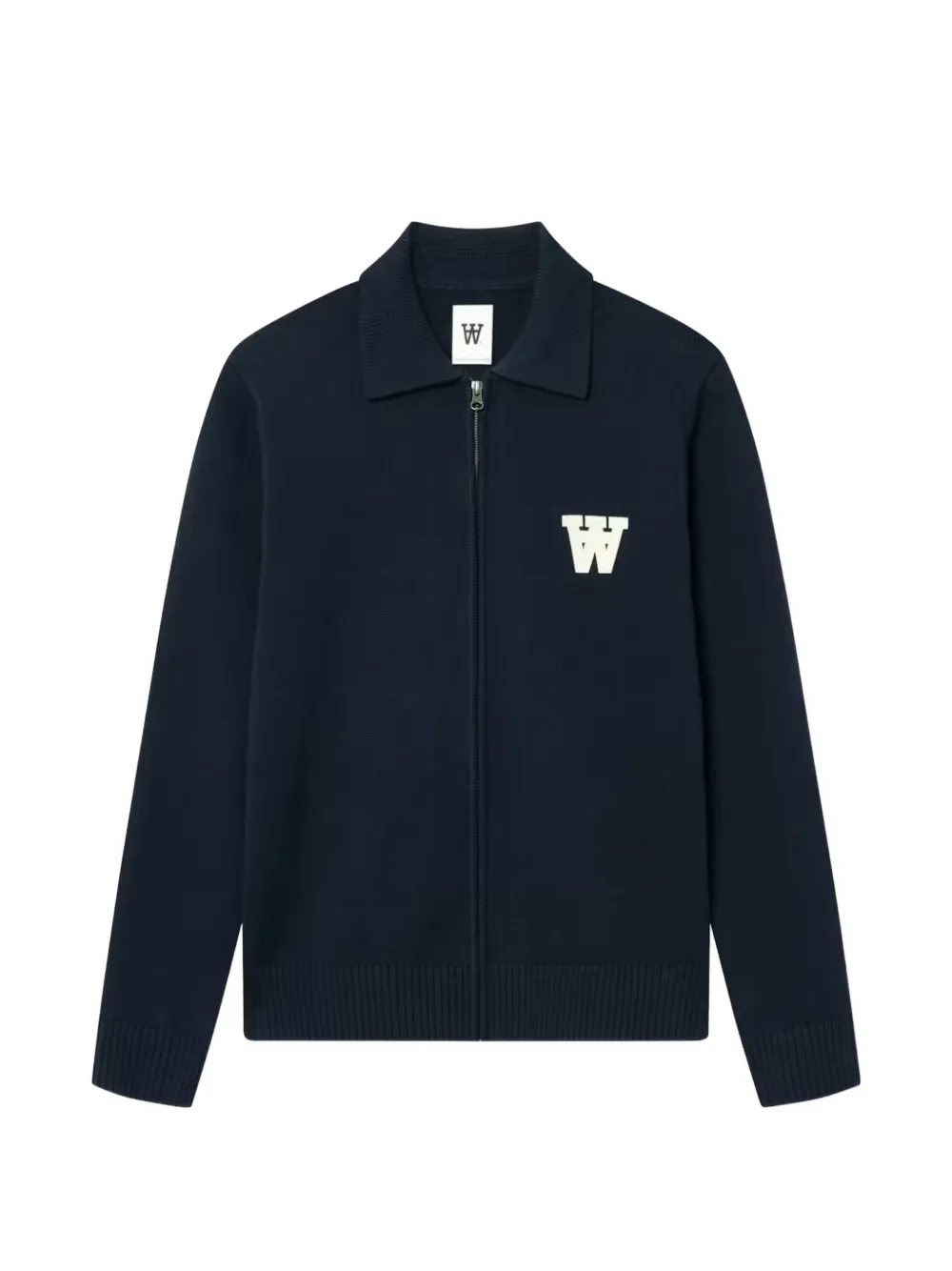 Wood Wood Tay zip appliqué cotton cardigan - Blue