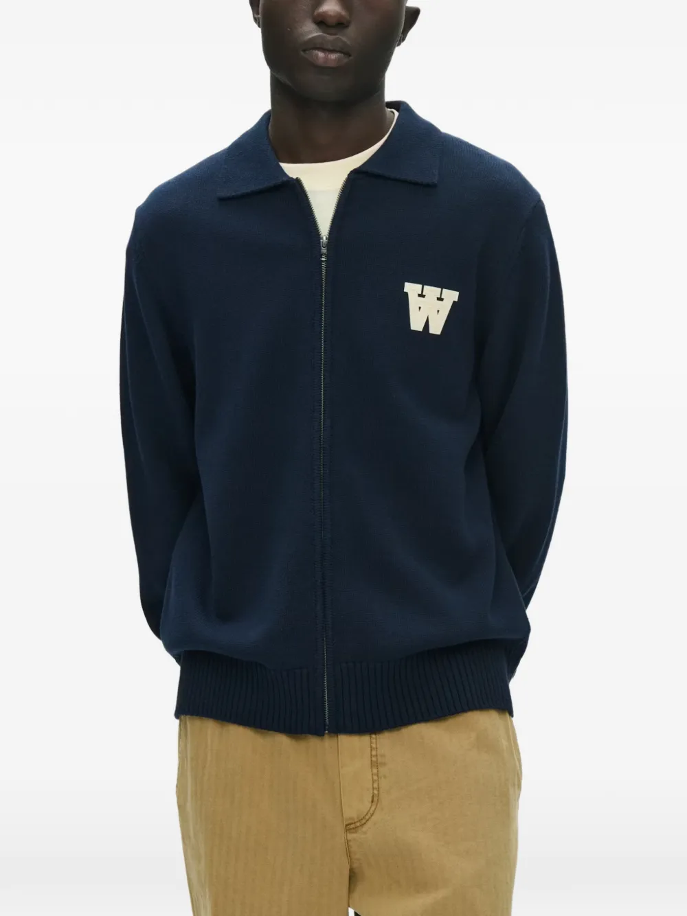 Wood Tay katoenen trui met rits Blauw