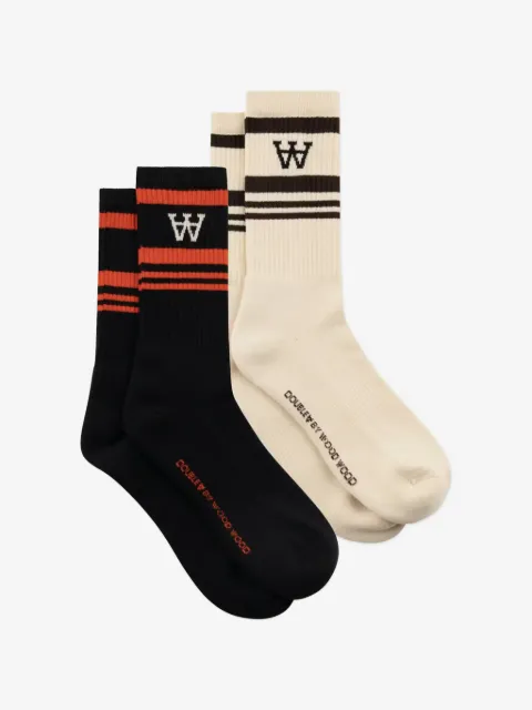 Wood Wood Ryder striped logo socks (set of two)